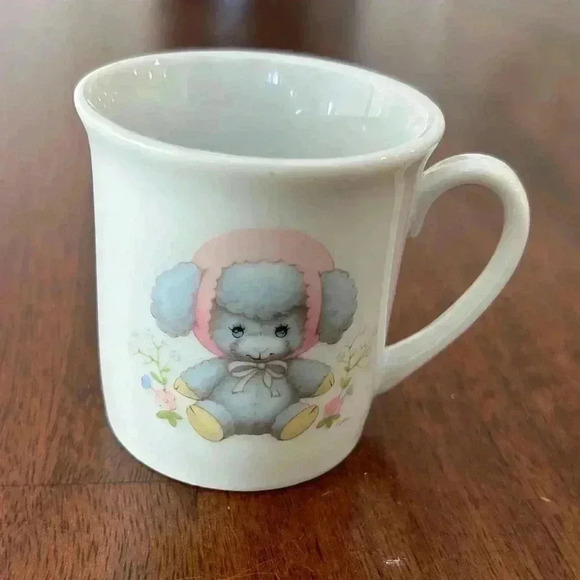 Vintage 1984 Enesco Baby’s First Cup Collectible Porcelain Pink Girl Lamb Mug - Picture 7 of 7